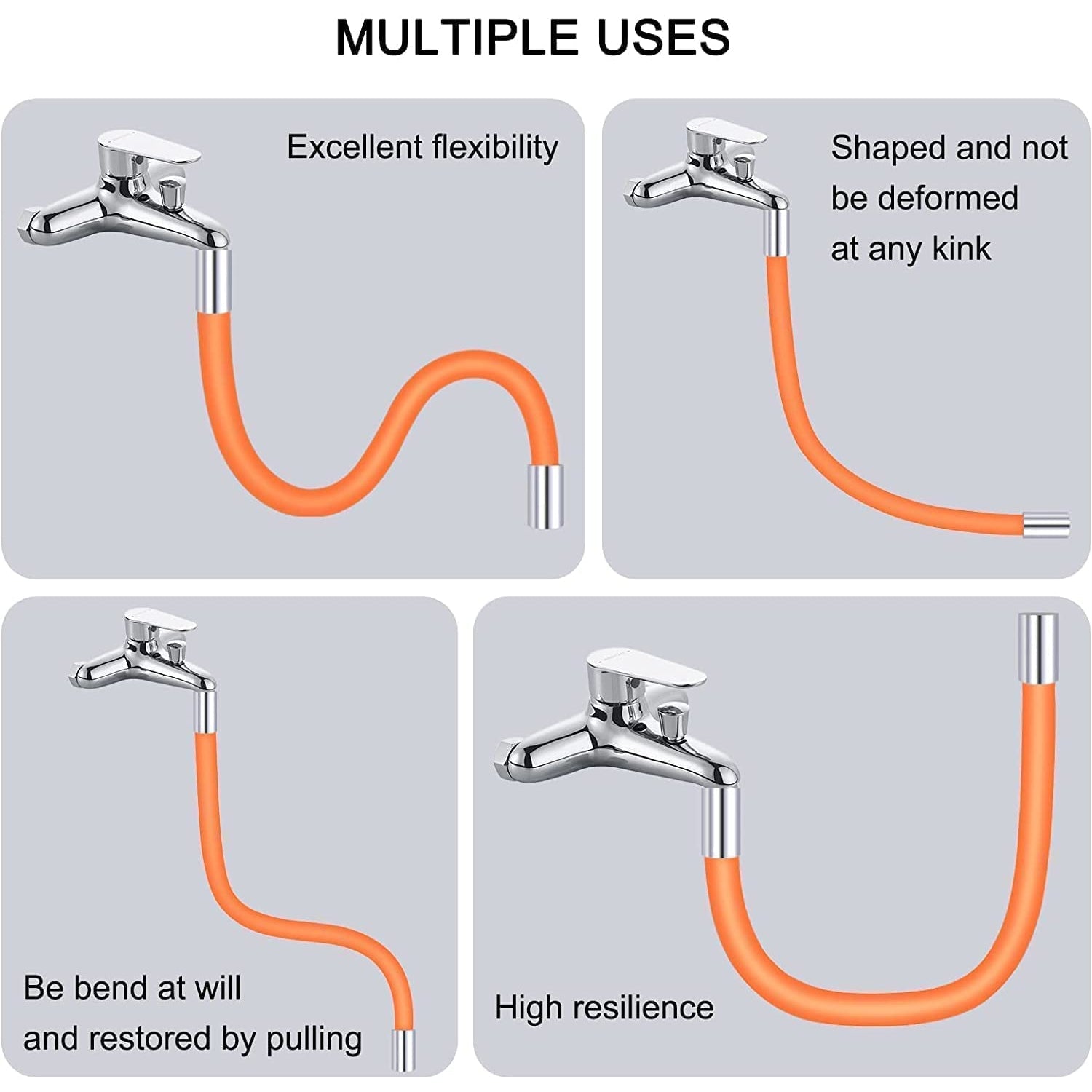 Flexible Water Tap Extender, 360° Bending Faucet Extension Tube with Connector (18cm) Flexible Water Tap Extender, 360° Bending Faucet Extension Tube with Connector (18cm)